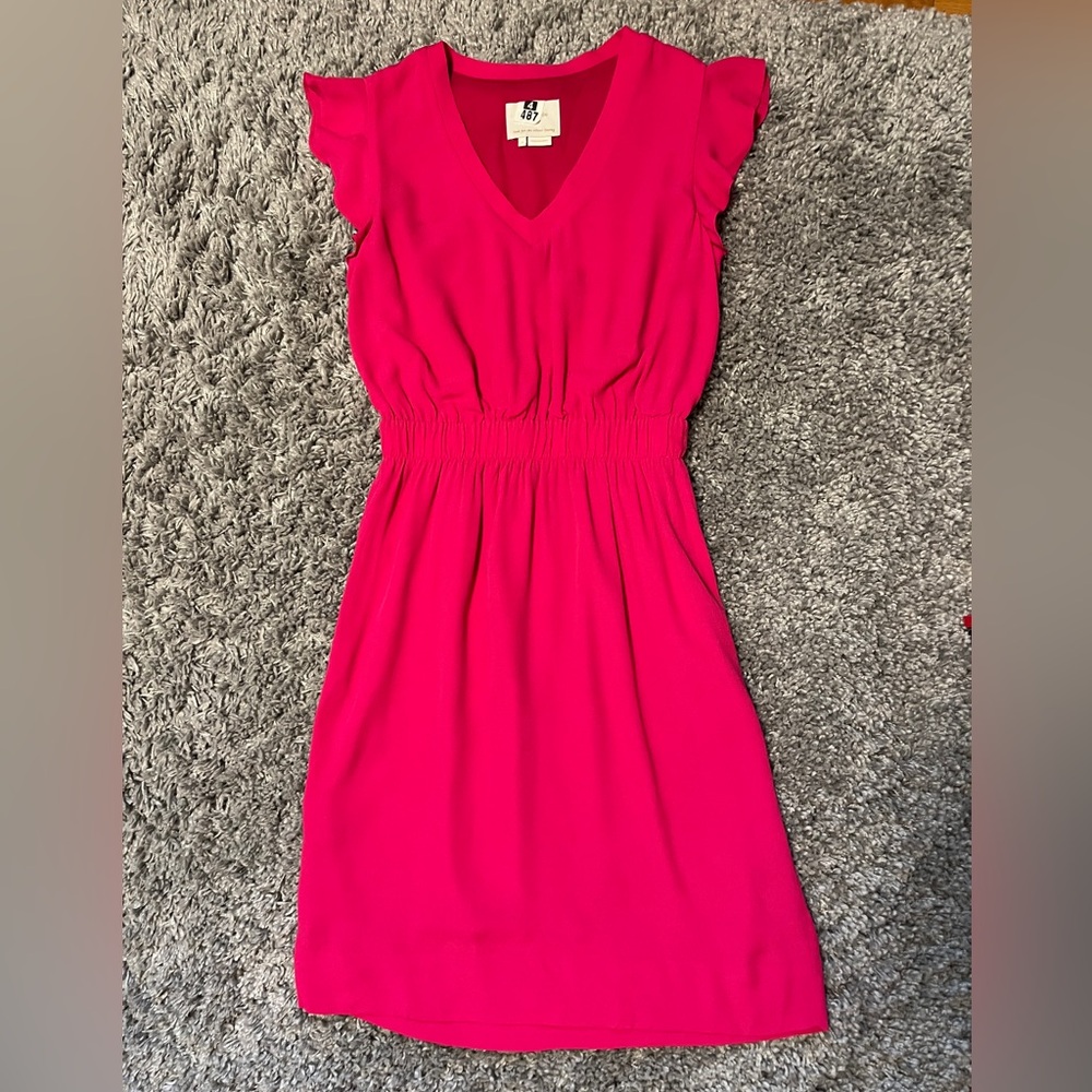 Kate Spade Dress Pink Ruffle Sleeve Midi Dress, Size 2